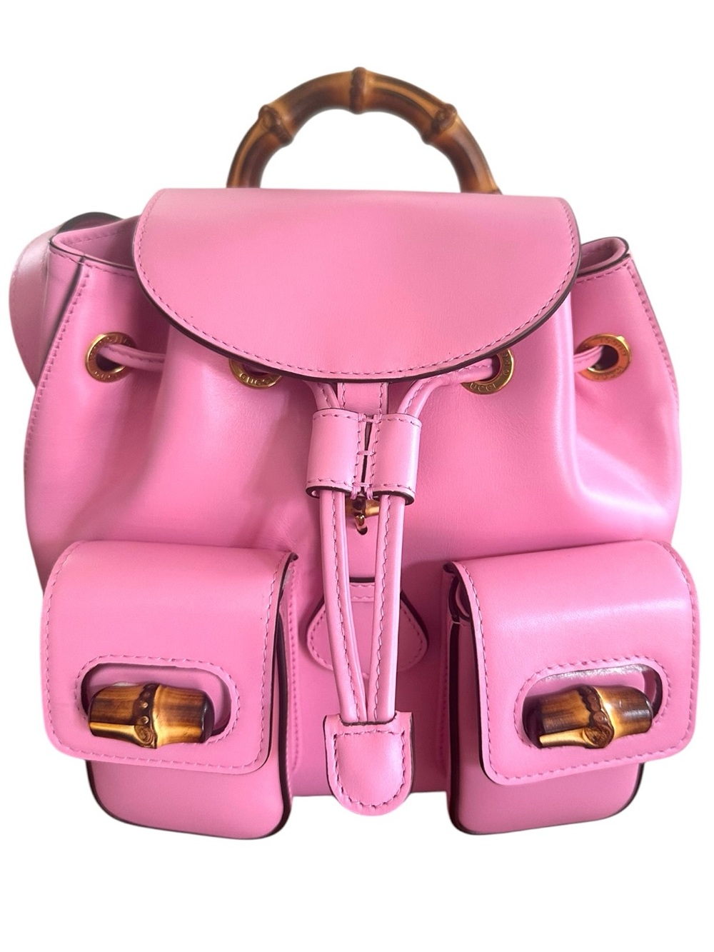 NWT Gucci Bamboo Mini Backpack Pink Leather Box Dust Bag Cards Rare